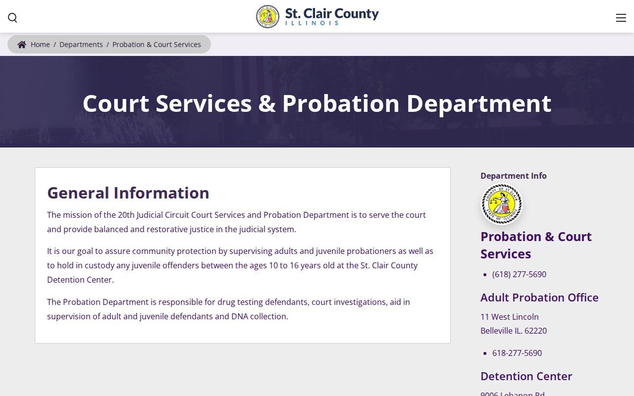 St. Clair County criminal history probation services