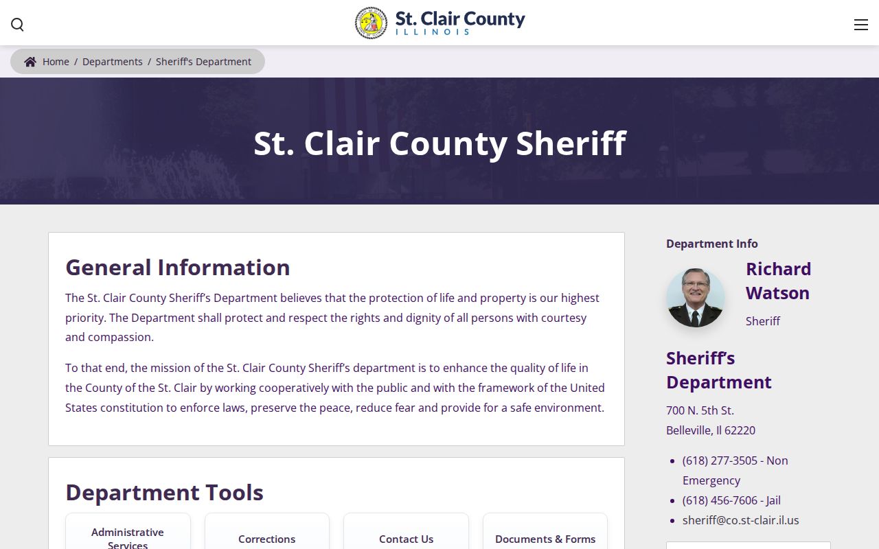 St. Clair County criminal records Sheriff contacts