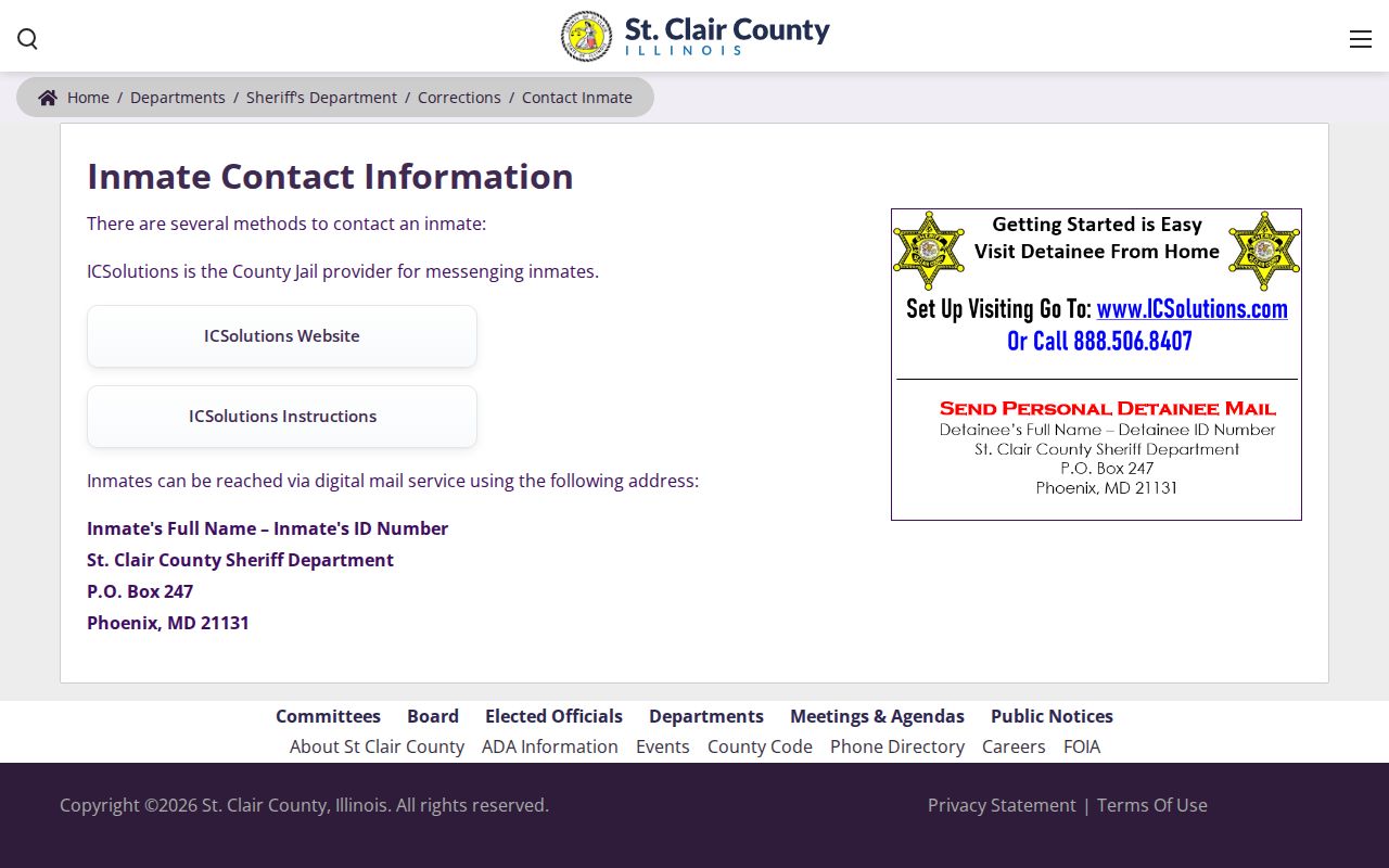 St. Clair County jail arrest record contact
