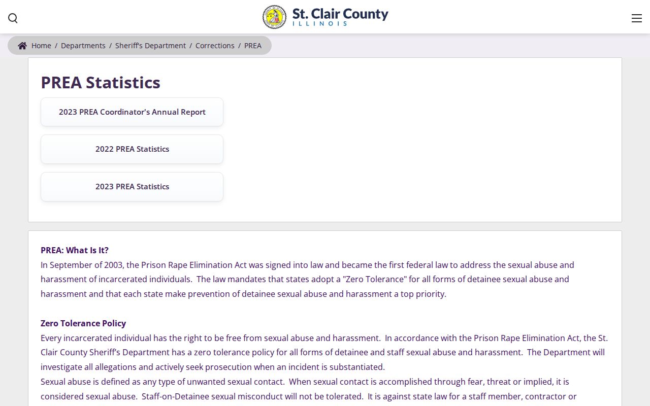 St. Clair County jail arrest custody safety reporting