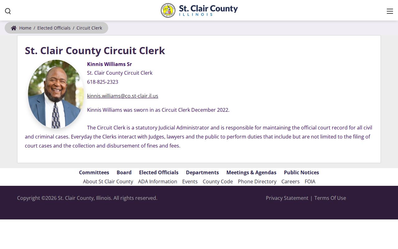 St. Clair County Circuit Clerk criminal court contact
