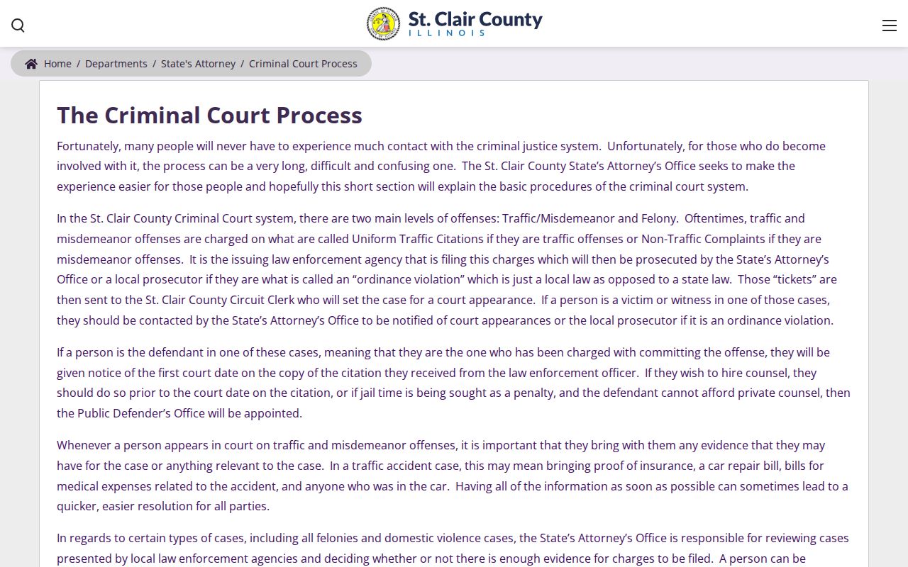 St. Clair County criminal court case process